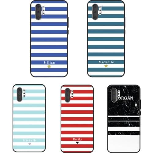 Custom Black Stripe Heart Initial Name Case For Samsung Galaxy S21 Ultra Note 20 Note 10 9 S8 S9 S10 Plus S10e S20 FE Back Cover