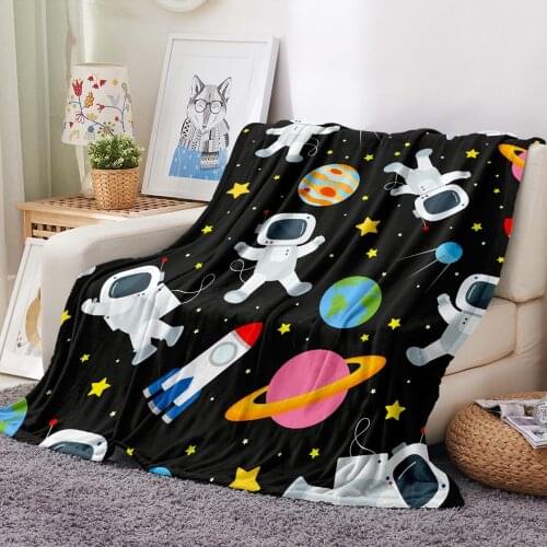 Little Robot/Car Type/Astronaut Flannel Blanket Cartoon Coral Fleece Blanket Christmas Gift Throw Blanket Home For Kids Blanket