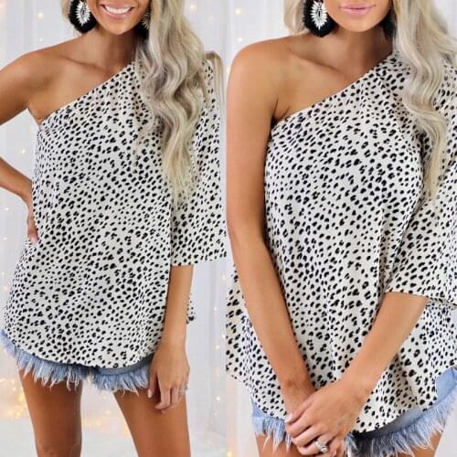 Summer T Shirt Women Spot New Print Oblique off-the-shoulder Sexy Comfortable Leisure Female Tee Tshirts Dropshipping CKX9677