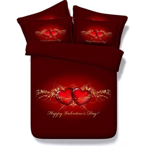 Valentines day bedding set red heart love quilt duvet cover bed sheets linen bedspreads doona double full queen super king size
