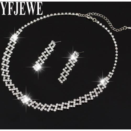 2017 Women New Fashion Jewelry Sets Nechlace And Wedding Bridal sliver plated Earrings Silver Plated Rhinestone For Party N201