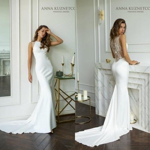 2021 Lace Wedding Dresses Jewel Sleeveless Appliques Mermaid Bridal Gowns Custom Made Sweep Train Wedding Dress