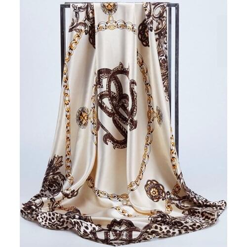 Square Silk Scarves Women Foulard 90*90cm Satin Hair Head Hijab Scarf Ladies chiffon Shawl Wrap Muffler Pareo Bandanna Female