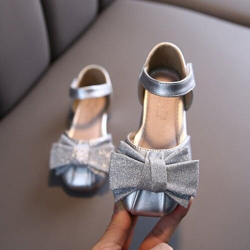 Girls Summer Sandals 2021 Kids Footwear Bow Decoration Flat Shoes Ankle-Wrap PU Leather Shoes for Kids Fashion Princess Shoes