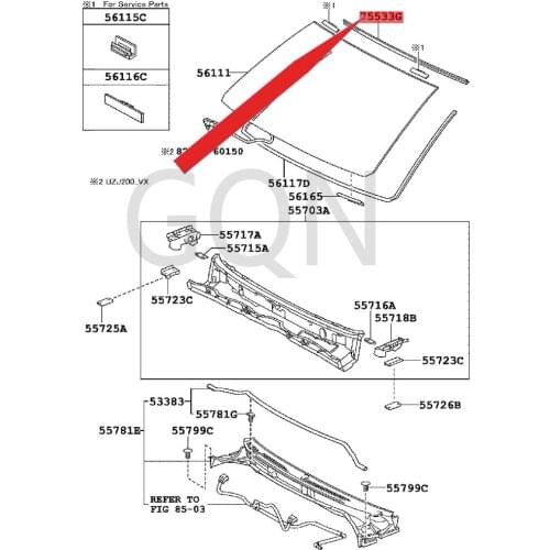 Windshield outer protective strip 2007-Toy ota LAN DCR UIS ER windshield rubber strip windshield upper trim strip