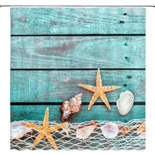 Seaside Scenic Beach Shells Shower Curtains Bathroom Curtain Frabic Waterproof Polyester Bath Curtains for Bathroom 180x180cm