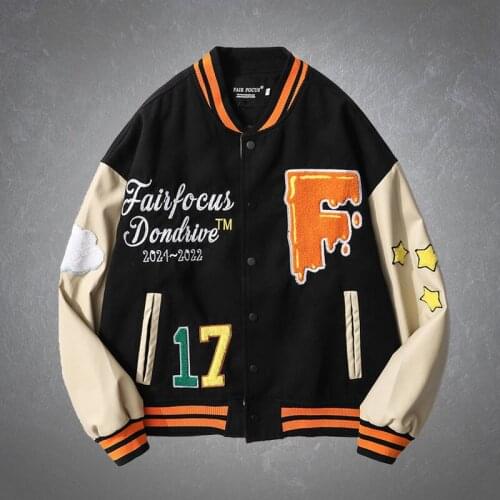 Hip Hop Varsity Baseball Jacket Men Furry Letter Cupid Embroidery Patchwork Color Block Coat Harajuku Casual Bomber Jackets Male