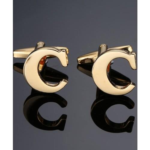 DY new High-quality Brass material English Golden English alphabet C Cufflinks Mens French shirt Cufflinks free shipping