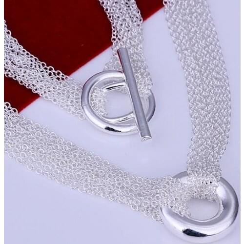 N003 Hot Sale Free Shipping Silver Fine Jewelry,Wholesale 925-Sterling-Silver Charms Fashion Mesh Shape O Necklace /aaoairva