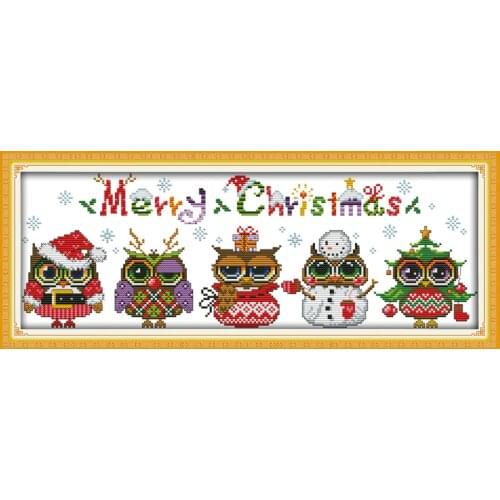 Everlasting Love Christmas Owls Ecological Cotton Chinese Cross Stitch Kits Counted Stamped 14CT 11CT Christmas Home Decoration