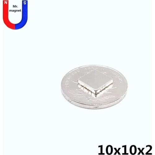 500pcs/lot F 10x10x2 mm N35 Strong Square NdFeB Rare Earth Magnet 10*10*2 mm Neodymium Magnets 10mm x 10mm x 2mm