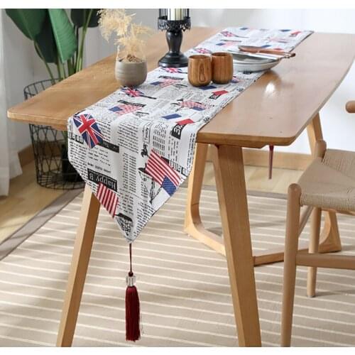 American newspaper style modern table runner table cloth cabinet cover bed runner cabinet cover home party festival decoration