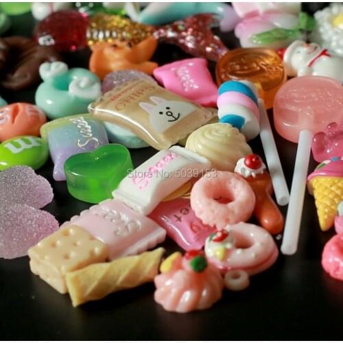 New Colorful Mixed Candy Ocean Christmas Cartoon Donut Figurines DIY Apparel Sewing Fabric Crafts Resin Jewelry Hair Accessories