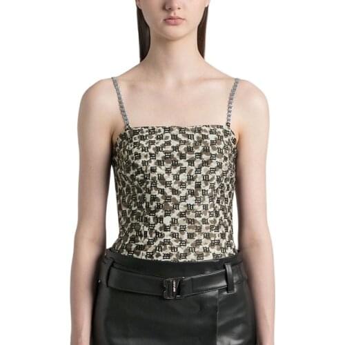 2021 New Design Mstyle Summer Fashion Chain Sling Zipper Backless Top Vest Corset Punk High Streetwear Camouflage Slim Crop Top