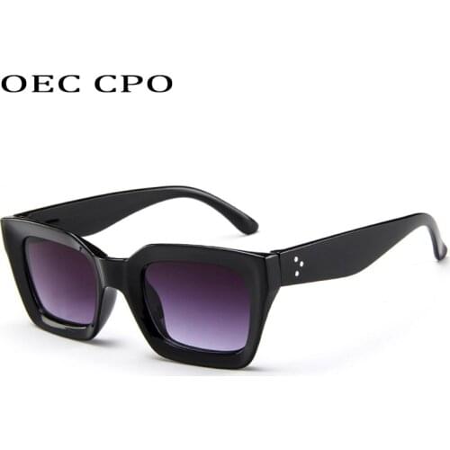 OEC CPO Vintage Square Sunglasses Women Brand Fashion Rivets Sunglasses Retro Plastic Men Glasses Female Sun Glasses UV400 O646