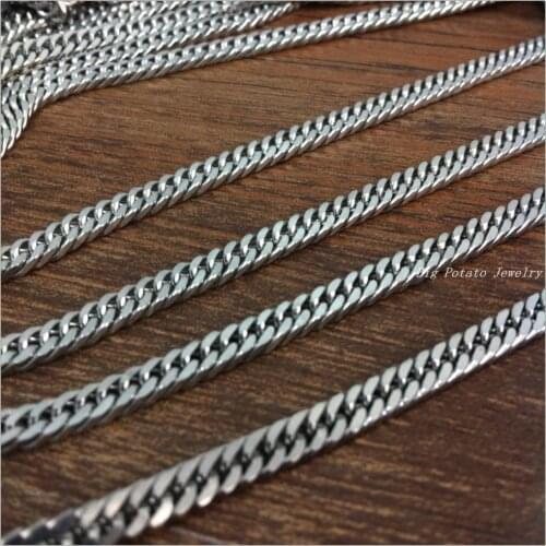 Wholesale 5/10Meters Stainless Steel Silver Color Curb Cuban Chain Fashion Jewelry Mens Womens Necklace In Buck 4mm Width
