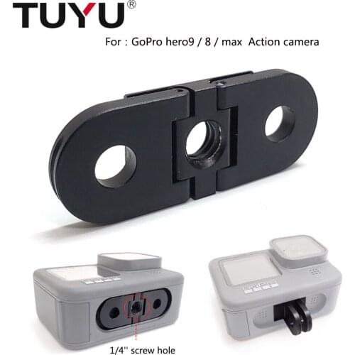 TUYU aluminum metal base adapter with 1/4'' screw hole replacement tripod mount for gopro hero 9 hero 8 Max camera accessories