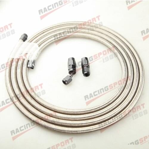 Stainless Steel Braided AN-4 4AN Fuel Gas Line Hose 3M + Swivel Hose End Fitting