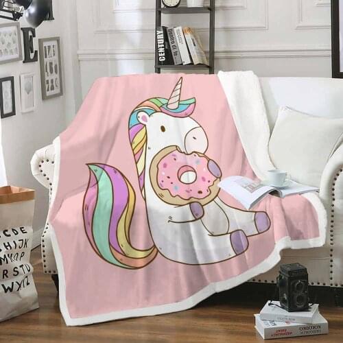 Lovely Unicorn Pattern Plush Blanket Throw for Sofa Bed Cover Single Twin Bedding Baby Boys Girls Children Gift