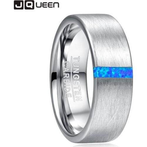 Simple Classic Knuckle Ring Inlaid Blue Opal Tungsten Steel Ring For Men Never Fade Brushed Silver Color Man Wedding Bague