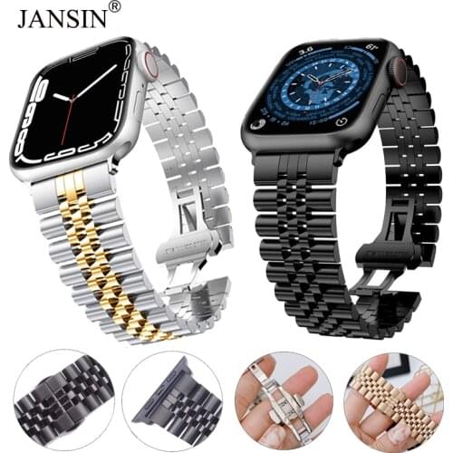 Bracelet For Apple watch 6 se strap 40mm 44mm Butterfly Buckle luxury Stainless Steel band for Apple watch band 38mm 42mm Correa