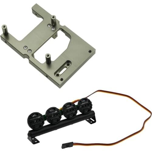 Steering Servo Warehouse Fixed Mounting Bracket with LED Roof Light Bar Spotlight, for MN D90 WPL D12 C14 C24 RC Car