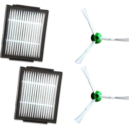 2*Hepa Filter + 2*Side Brush kit for iRobot Roomba i7 E5 E6 I Series Robot Vacuum Cleaner Replacement Spare Parts Accessories