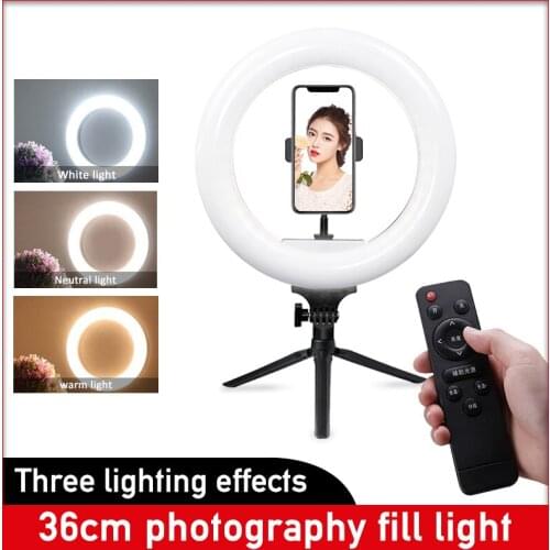 14 inch Dimmable Photographic Lighting Video Light LED Selfie Ring Light Phone Holder For Makeup Live YouTube Studio FillLight