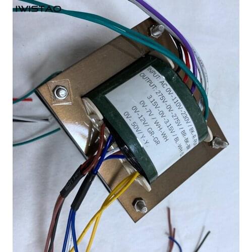 IWISTAO Tube Amp Power transformer 200W 275V-0-275V 3.15V 7V 12V 50V Silicon Steel Sheets Oxygen-free Copper Wire Audio DIY