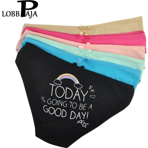 LOBBPAJA Lot 6 PCS Underwear Women Cotton Sexy Panties Briefs Everyday Cute Print Bow Low Rise Lady Knickers Lingerie for Women