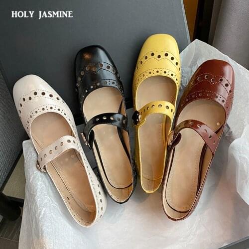 2021 Spring Women Shoes Soft Heel Retro Mary Jane Single Shoes Round Toe Chunky Heel Pumps 5 CM Shoes Fashion Hollow Out Pumps