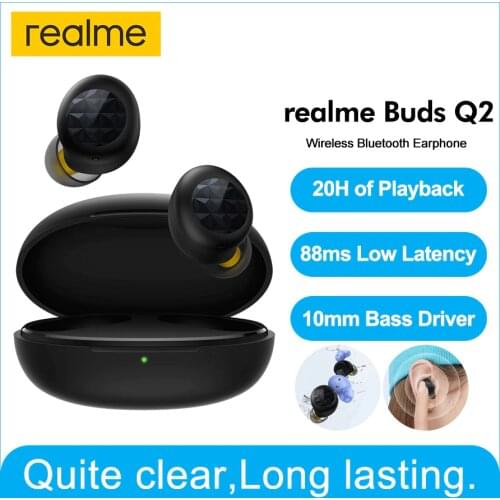 Realme Buds Q2 TWS Earphones Wireless Earbuds Ipx4 Water Resistant 20 Hours Playback Noise Cancellation Headphone