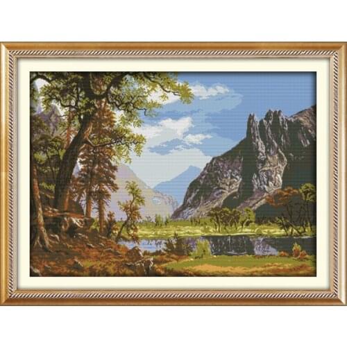Everlasting Love Landscape Of Lakes And Hills Chinese Cross Stitch Kits Ecological Cotton Stamped Christmas Decorations For Home