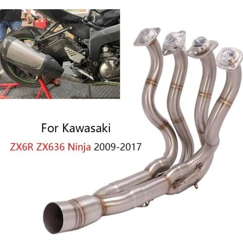 For Kawasaki ZX6R ZX636 Ninja 2009-2017 Exhaust System Motorcycle Header Link Pipe Slip On Stock Catalyst Stainless Steel Tube