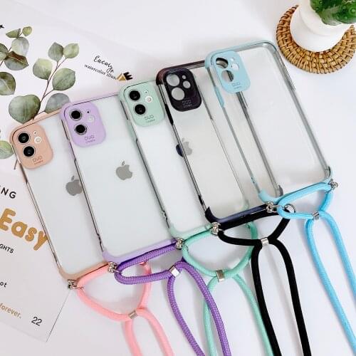 Anti-drop Candy color Lanyard Phone Case For Samsung Galaxy Note 20 S20 Ultra Plus A10 M10 A20E A50 A51 A71 A31 A41 A70 PU Cover