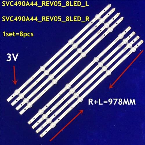 1SET=8PCS LED Backlight strip SVC490A44_REV05_8LED_R/L 160215 For LG 49LH570