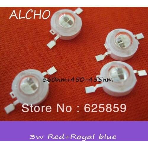 10pc 3W High Power Mixed Color Plant Grow LED Red 660nm Blue 455nm Chip