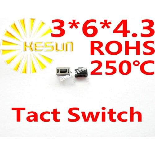 1000PCS DIP 3X6X4.3MM Tactile Tact Push Button Micro Switch Momentary ROHS