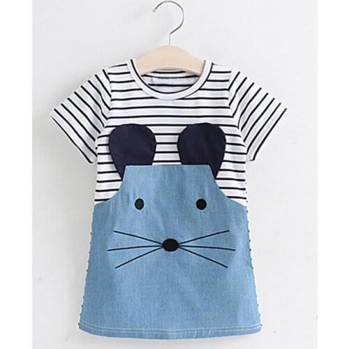 Baby Girls Summer Dresses Kids Clothes 2018 Vestidos Princess Striped Dress Animal Applique Children Party Dress New