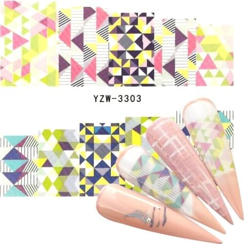 2021 New Arrival 1 PC Nail Art Elegant Plaid Water Design Tattoos Nail Sticker Decals for Beauty Manicure Tools