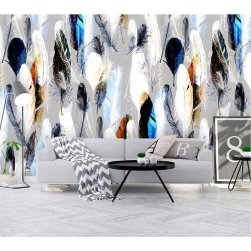 Beibehang Custom wallpaper 3D photo mural American simple fashion color hand painted feather texture art background wall обои 3D