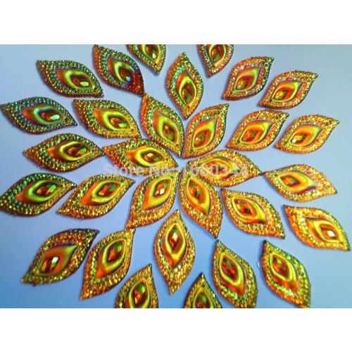 50pcs Dazzling sew on Golden rhinestones Eye Navette shape flatback crystal 16*30mm resin gemstones for dress