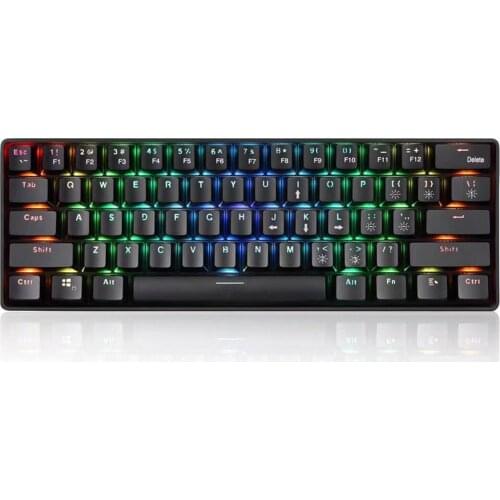 61 Keys Mechanical Gaming Keyboard Wired 2.4G Wireless Dual Mode 60% Office Keyboards For Laptop Tablets PC - Blue Switch