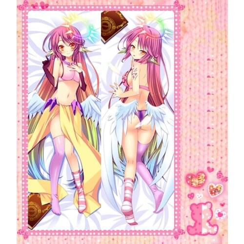 Anime Cartoon No Game No Life Double-Sided Bolster Hugging Pillow Case Pillow Cover Pillowcase Peach Skin 2 Way No.7087