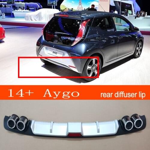 Aygo 14+ ABS Plastic Silver / Black Car Rear Bumper Rear Diffuser Spoiler Lip for TOYOTA Aygo 2014+ Hatchback