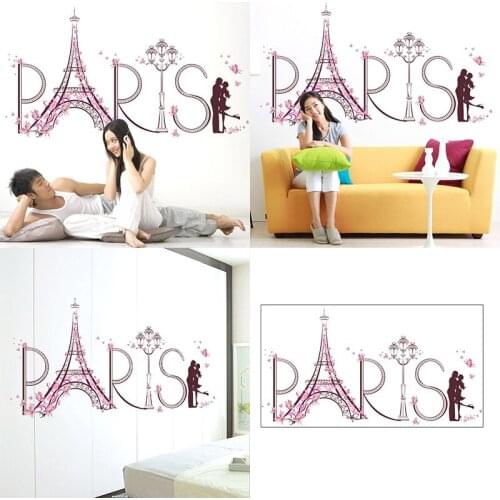 Babelin Paris Ei-ffel Tower Couple Vinyl Wall Stickers For Lovers Rooms Romantic Home Decals For Living Room Decoration