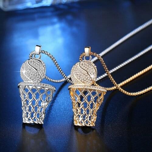 Mens Basketball Box Necklace Hip Hop Hiphop Sports Fashion Necklace For Men Gold Silver Color Steel Chain Sports Gifts