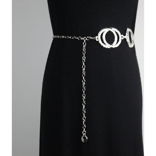 Designer Belt Large Circle Hyperbole Waist Chain All-match Dress Decorates Belt Women Sex appeal Fashionable Metal Chain