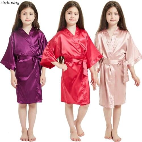 Kimono for Girls Teen Pajamas Toddler Girls Summer Bathrobe Sleepwear Children Satin Pajamas Robe De Princesse Dressing Girls