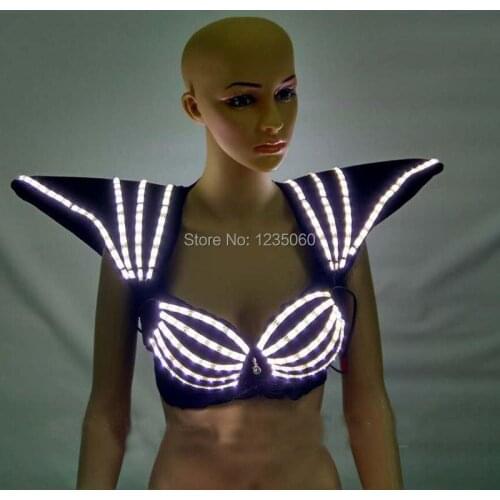 Hot Sale 5 Sets LED Luminous Sexy Lady Bra Set Suit Clothing Women Underwear Costume Growing Light Up Stage Performance Clothes